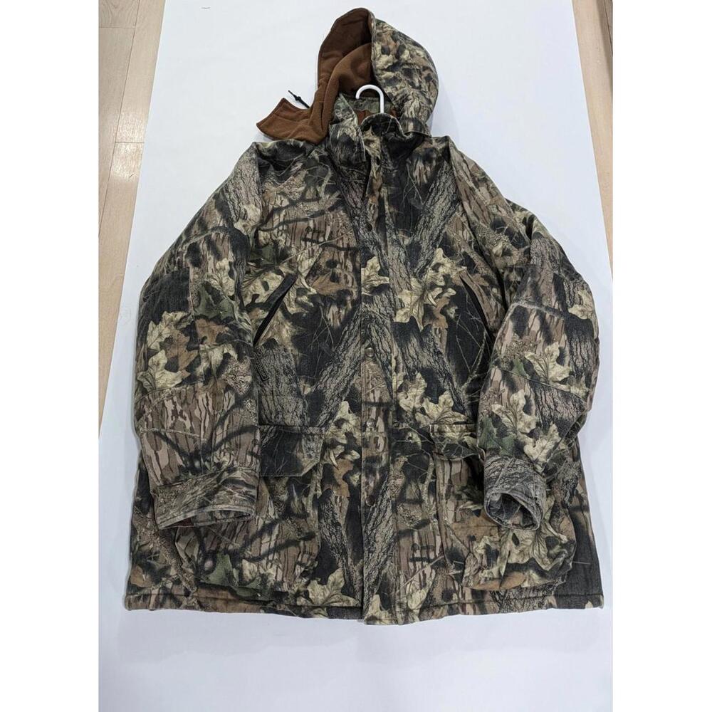 Mens Field & Stream Camouflage Real Tree Hardwood Quilted Full Zip Jacket Sz 2XL